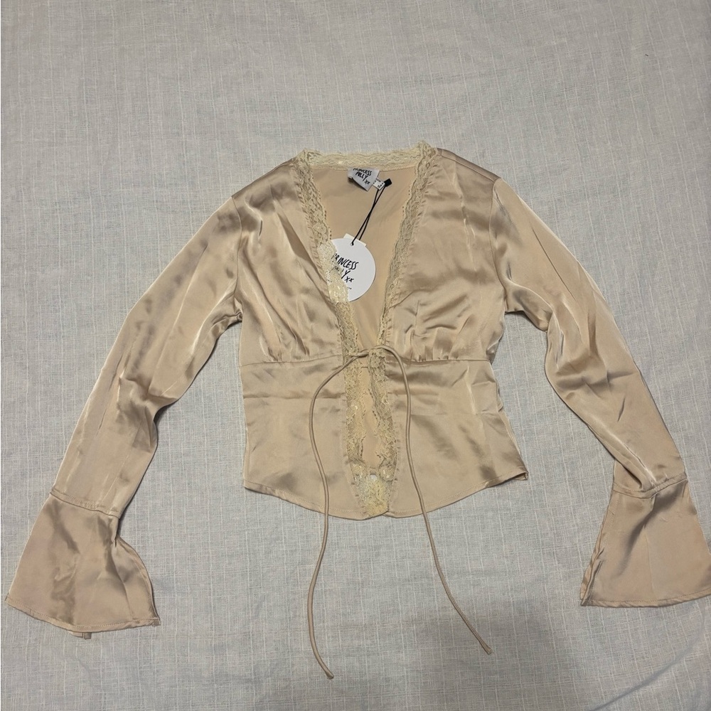 Princess Polly Beige Satin Blouse